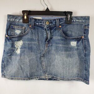Gap Womens Denim Blue Wash Distressed 1969 Mini Skirt Sz 26/2